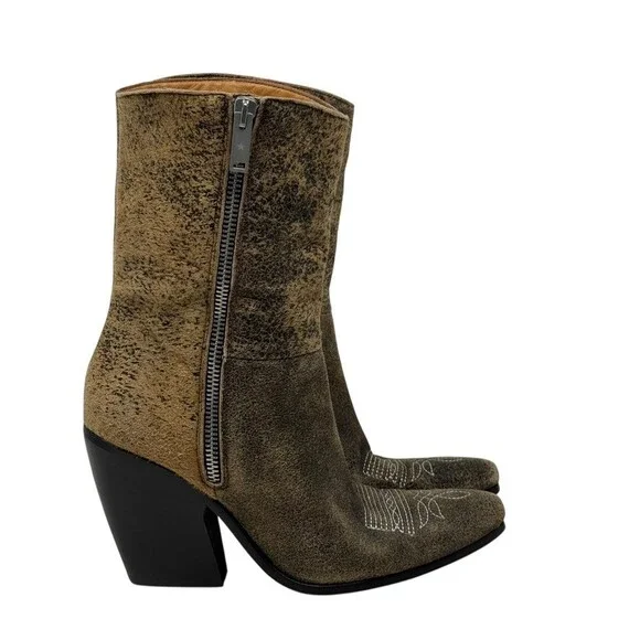 Golden Goose Women Candy Distressed Leather Western Cowboy Boots Brown Size 36 6 - Picture 2 of 14